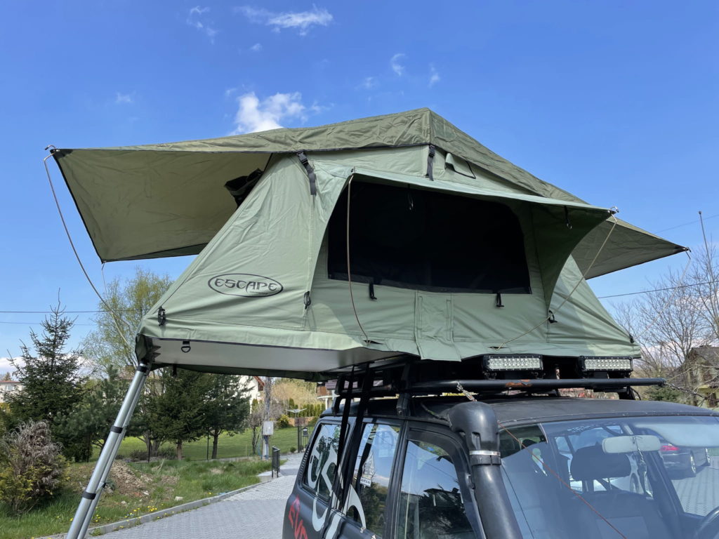 wypożycz namiot dachowy 140cm 2 osobowy sprzęt kempingowy turystyczny motywacja